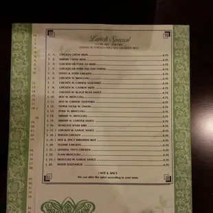 the menu