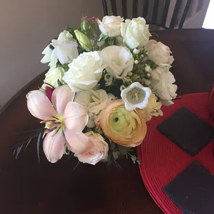 Made this at the flower arranging class!!  I think I still need more practice.