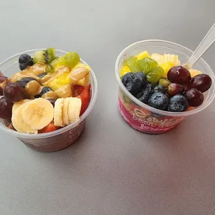 Acai/PB w/ chia seed pudding &amp; pitaya bowl