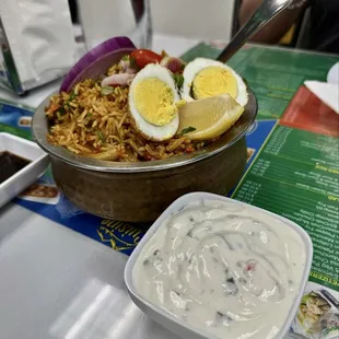 Chicken Biryani with Raita Yogurt