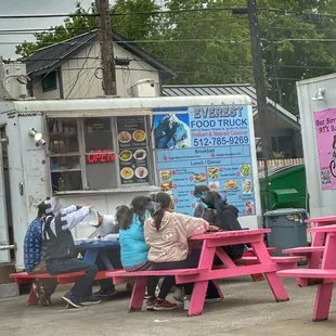 Food truck and tables