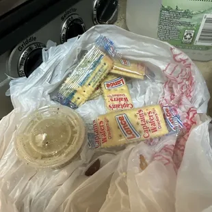 the contents of a meal in a plastic bag