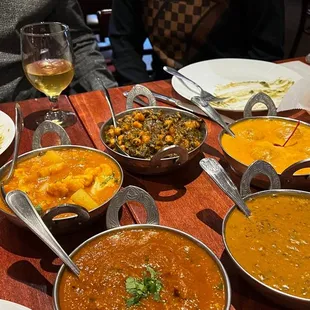 Lamb Roganjosh, Dal Makhani, saag channa and malai kofta