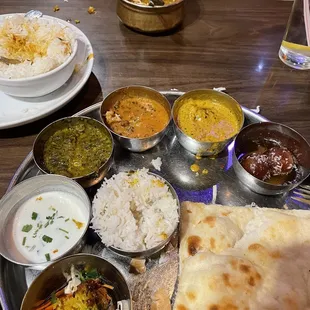 Veg Thali &amp; Boneless Chicken Curry