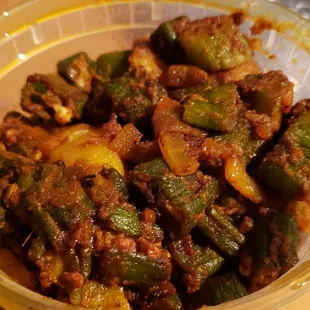 Okra ($14). Vegan by default. Pretty good.
