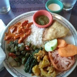 Buffet plate...yummy Butter chicken and great curry chicken with a little spicy kick to it!