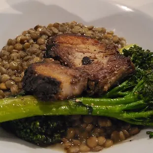 Smoked pork. That piece resting on the broccolini is pure fat.