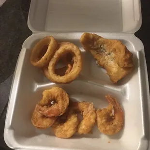 They really thought this was a $13.99 haddock &amp; shrimp combo!  The guy on the phone was rude! Don't eat here!