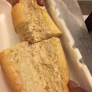 The NO tuna, tuna sub... Literally as thin as mayo