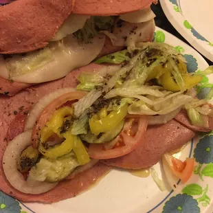 Bologna and pepperoni on an Italian