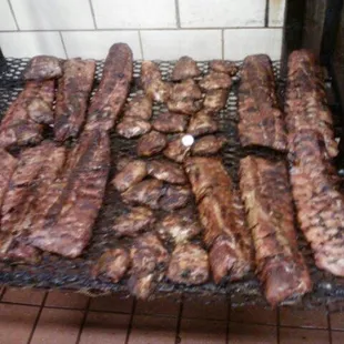 sausages on a grill