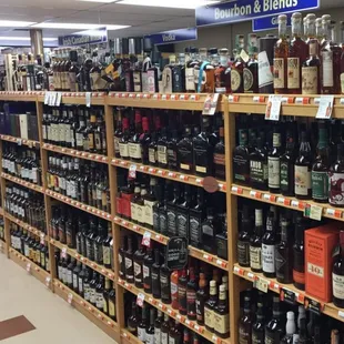 shelves of liquor