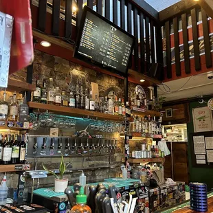 View of the beer menu from the bar