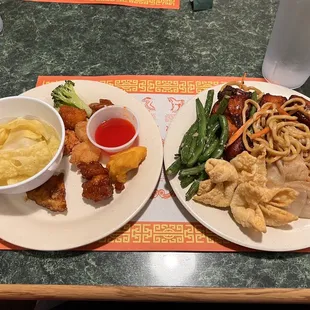 two plates of food on a table