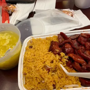 Egg drop wonton soup with boneless rib combo.