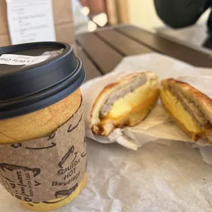 Sausage, egg, cheese on a croissant 4.78677 stars  Dirty Chai 4.86888 stars