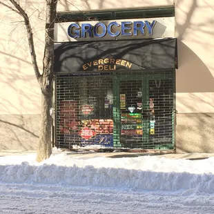 Street view on a snowy Sunday morning (not open today)