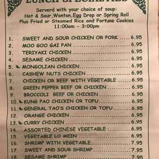 menu