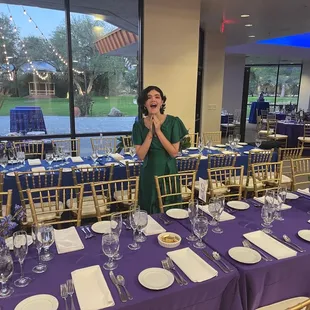 Happiness at seeing room, smaller table floral displays