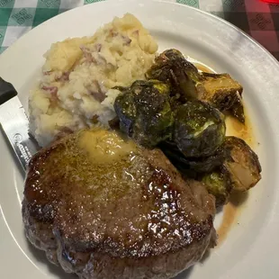 Friday Special - Steak, garlic mashed potatoes &amp; crunch brussels sprouts