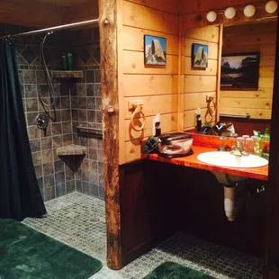 Cedar Room restroom. Very spacious and cozy!