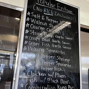 Popular Entrees (as of January 2022)