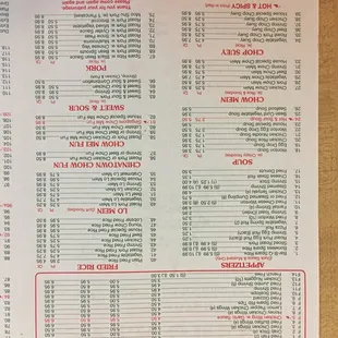 Was looking for the menu on line but no luck, so here it is