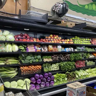 produce section with fresh vegetables