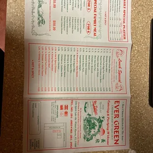 An up to date picture of the menu