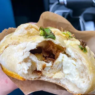 Bacon and green onion bagel bomb - delicious