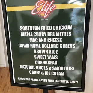 The menu