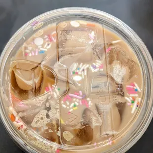 Iced birthday cake latte