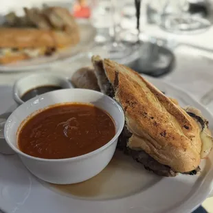 Panini special with a cup of Tomato Bisque Soupe