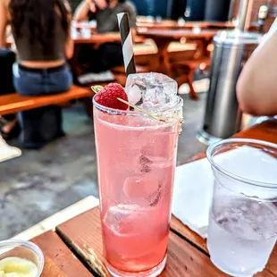 Now We're Talkin' - mezcal. raspberry. vanilla. aloe liqueur. absinthe. lemon.