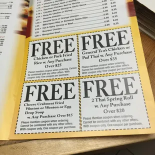 a menu for a chinese restaurant