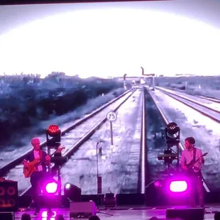 a band performing on stage