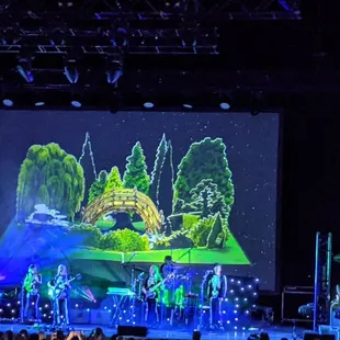 a stage with an animated scene