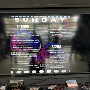 This is the menu board in the restaurant that shows you the prices once you get to the store. The turkey wings are listed at $25