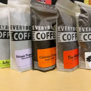 a variety of coffee bags