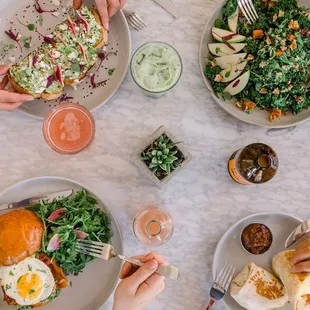 Avo toast, Kale &amp; Quinoa Salad, Brekkie Sammie and Breakfast Burrito.