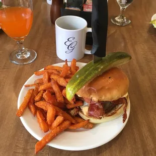 Chipotle Bacon Steakburger w/ Sweet Potato fries... YES!