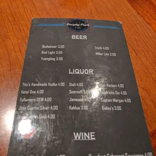 Alcohol options