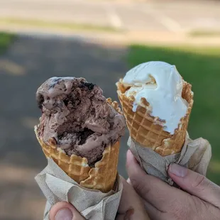two cones of ice cream