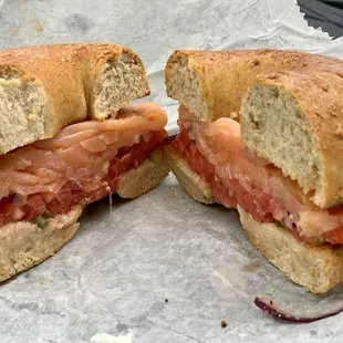 Toasted bagel &amp; lox $7.95