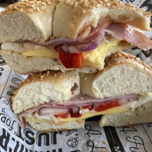 a ham and egg sandwich