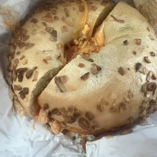 Onion Buffalo chicken bagel