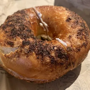 the inside of a bagel