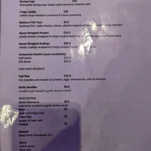 Food menu