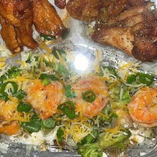 Wings and fully loaded potato