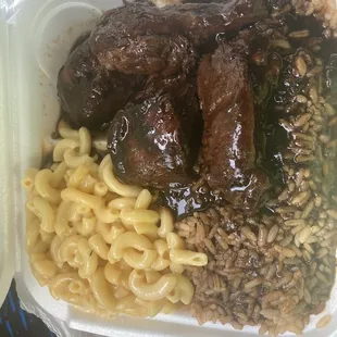 Brown Stew Chicken Mac n cheese